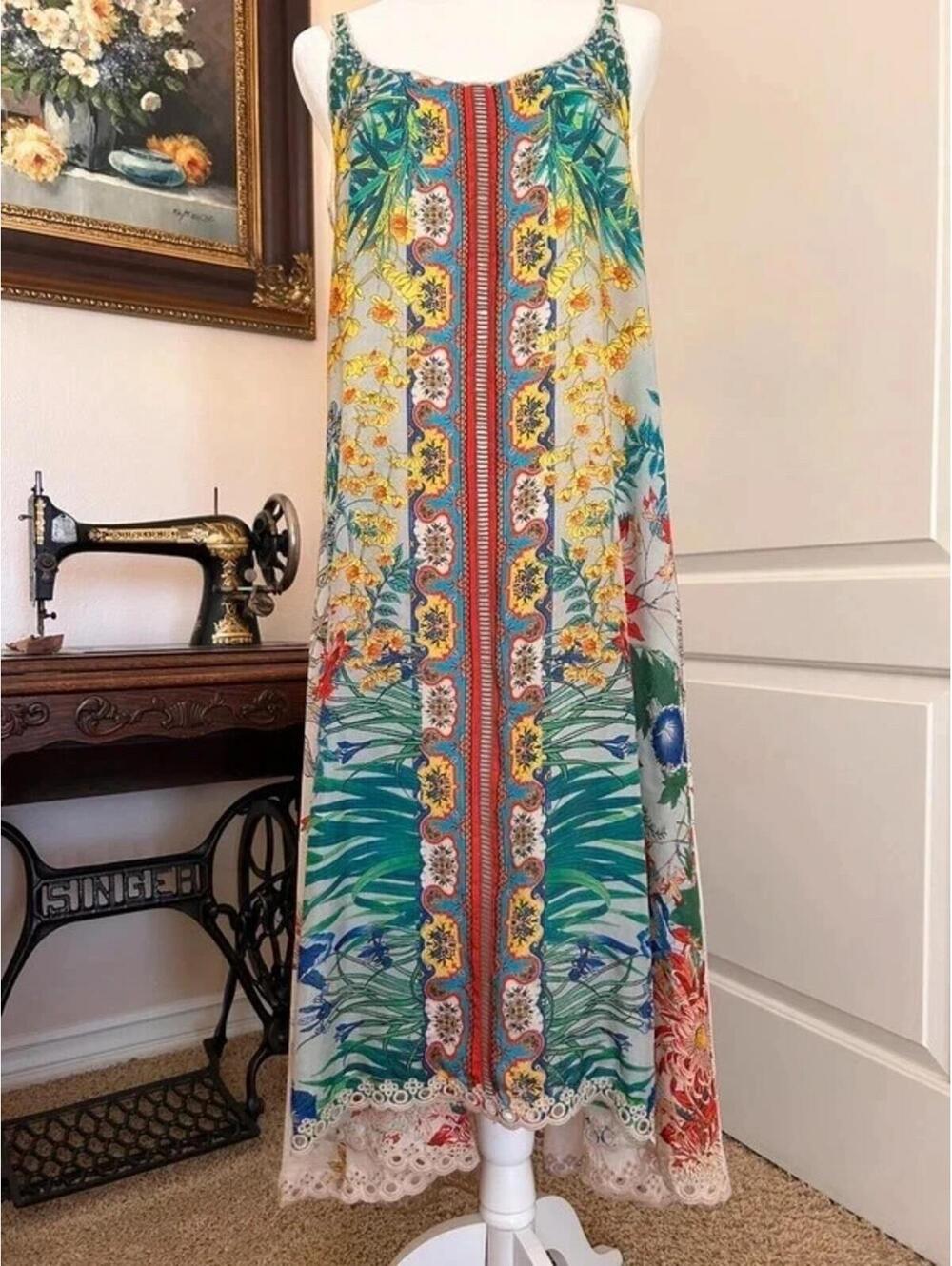 Gorgeous Johnny Was Floral Silk Tank Dress - Picture 2 of 9